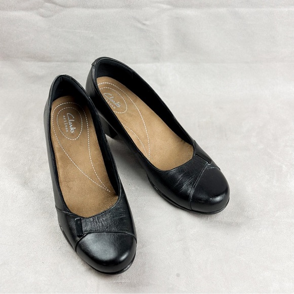 Clarks Artisan Rosalyn Belle black Leather heels size US 10 women - Picture 15 of 16